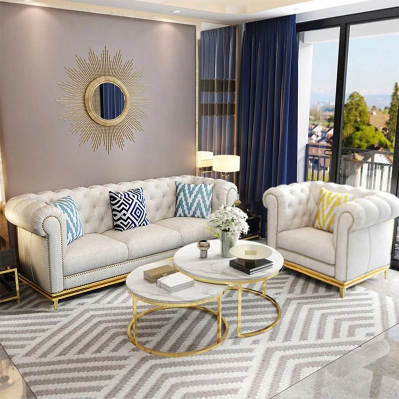 European style nappa leahter sofa bed for living room