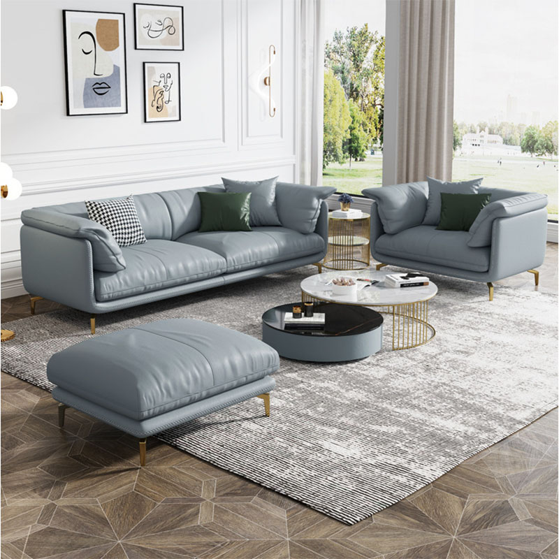 Single seat loveseat three seat nappa leather sofa with chaise longue