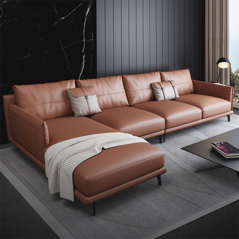 Genuine leather corner sofa set with European simple design