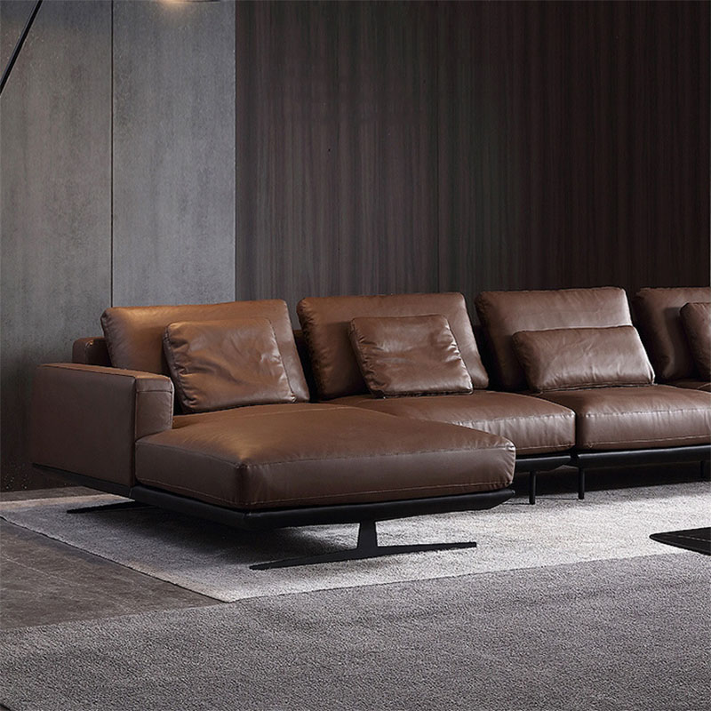 High quality nappa leather sofa set with chaise longue