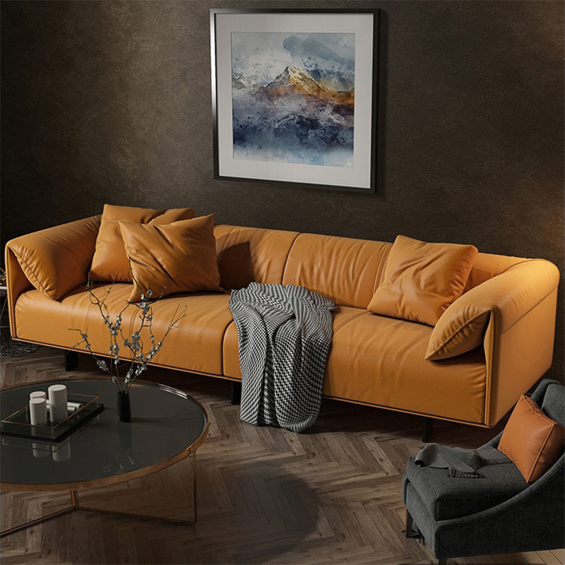 Modern simple style genuine leather sofa set 