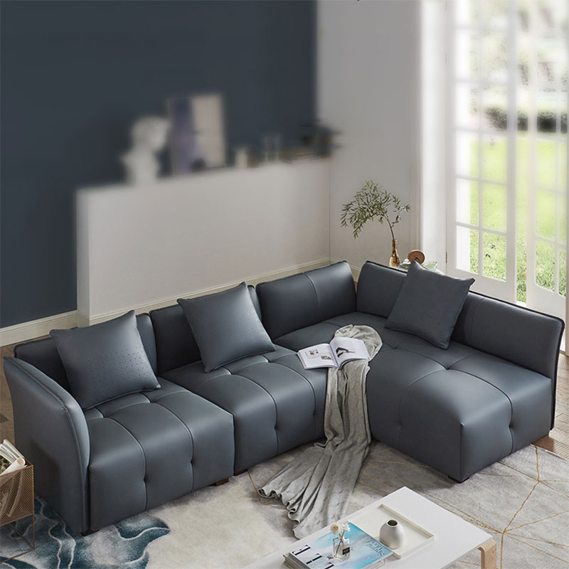 New design synthetic leather sofa bed with chaise longue
