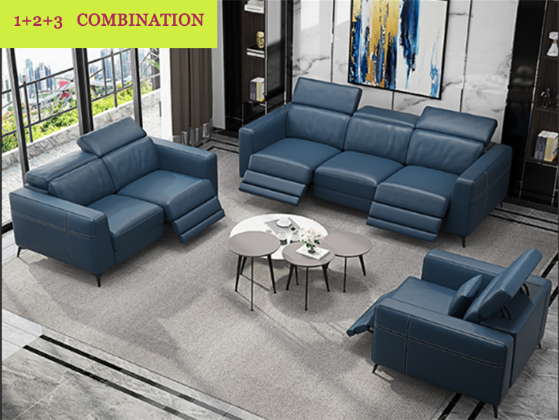 Folding functional apartment small office nappa leather recliner sofa bed