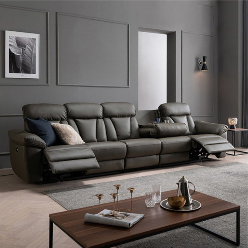 Indoor home theater nappa leather couch bed with modern luxury style