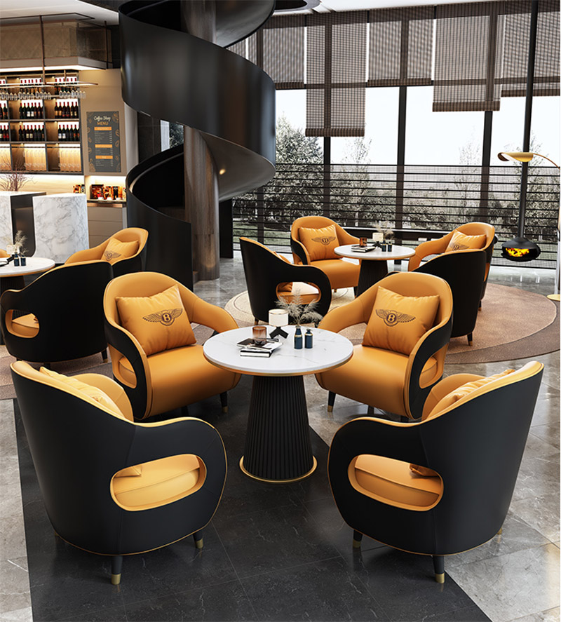 Round table with chair set for cafe shop & reception