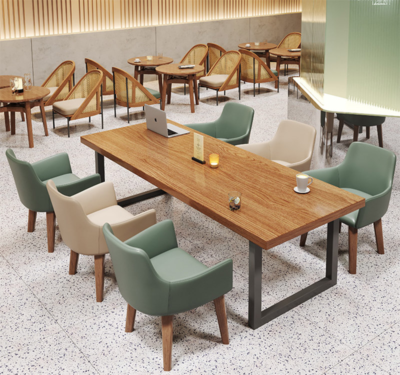 Vintage style commercial furniture solid wood table and chair