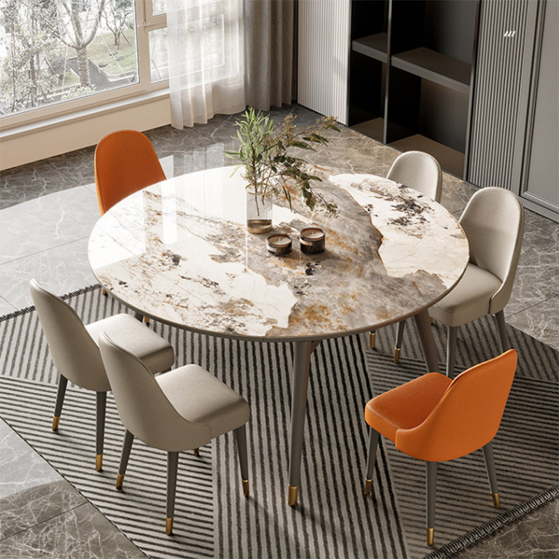 Round dining room marble table with modern design